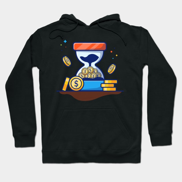 Hourglass with gold coin cartoon Hoodie by Catalyst Labs